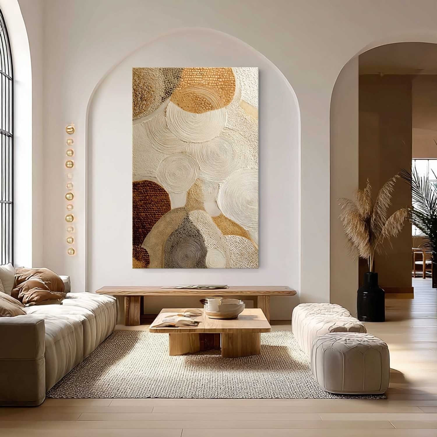 Wall Art Circular Texture Bohemian Painting Warm
