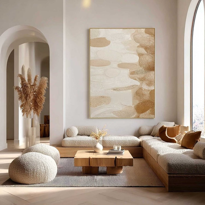 Beige Organic Abstract Textured Painting