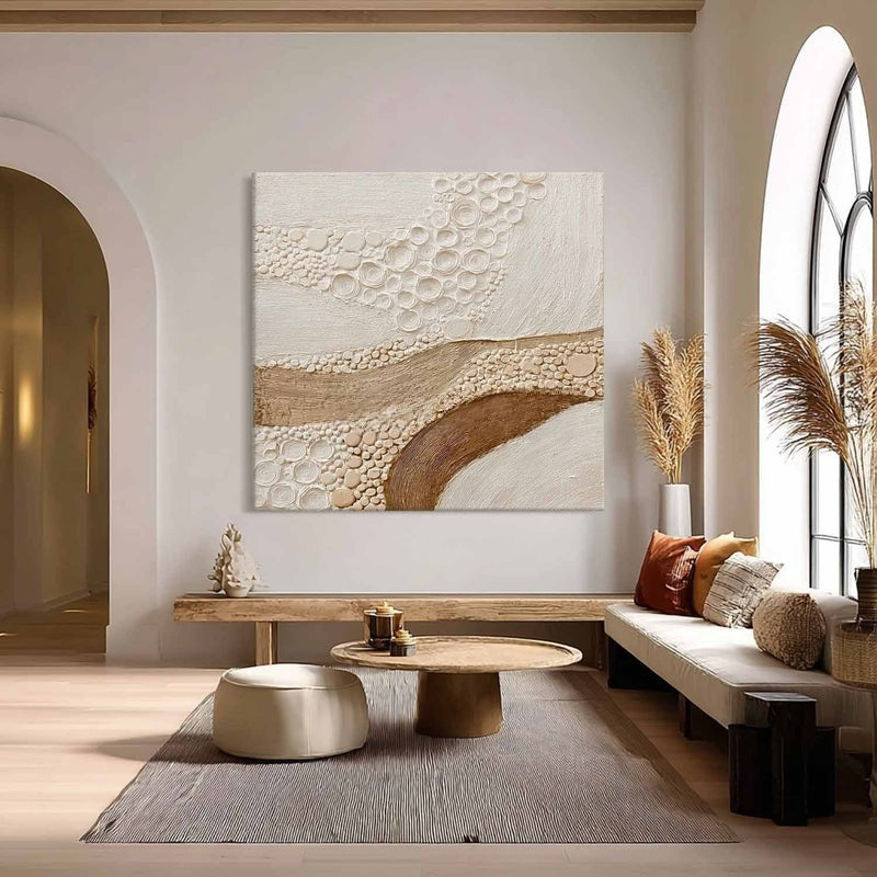 Beige Brown Organic Textured Painting
