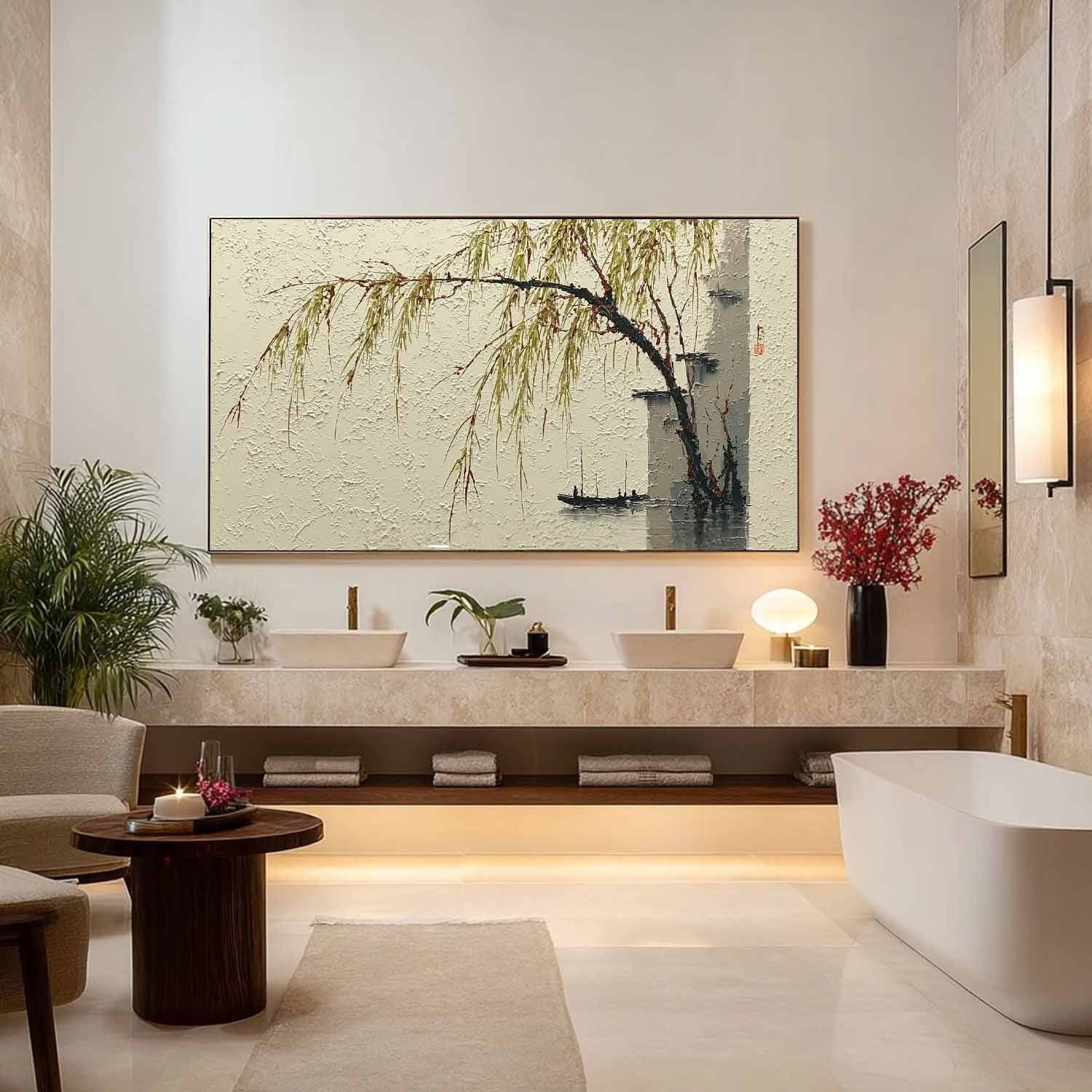 Wall Art Jiangnan Water Town Willow Boat