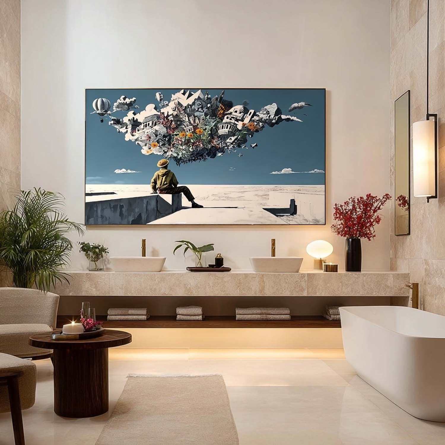 Wall Art Surreal Man Dreaming Floating