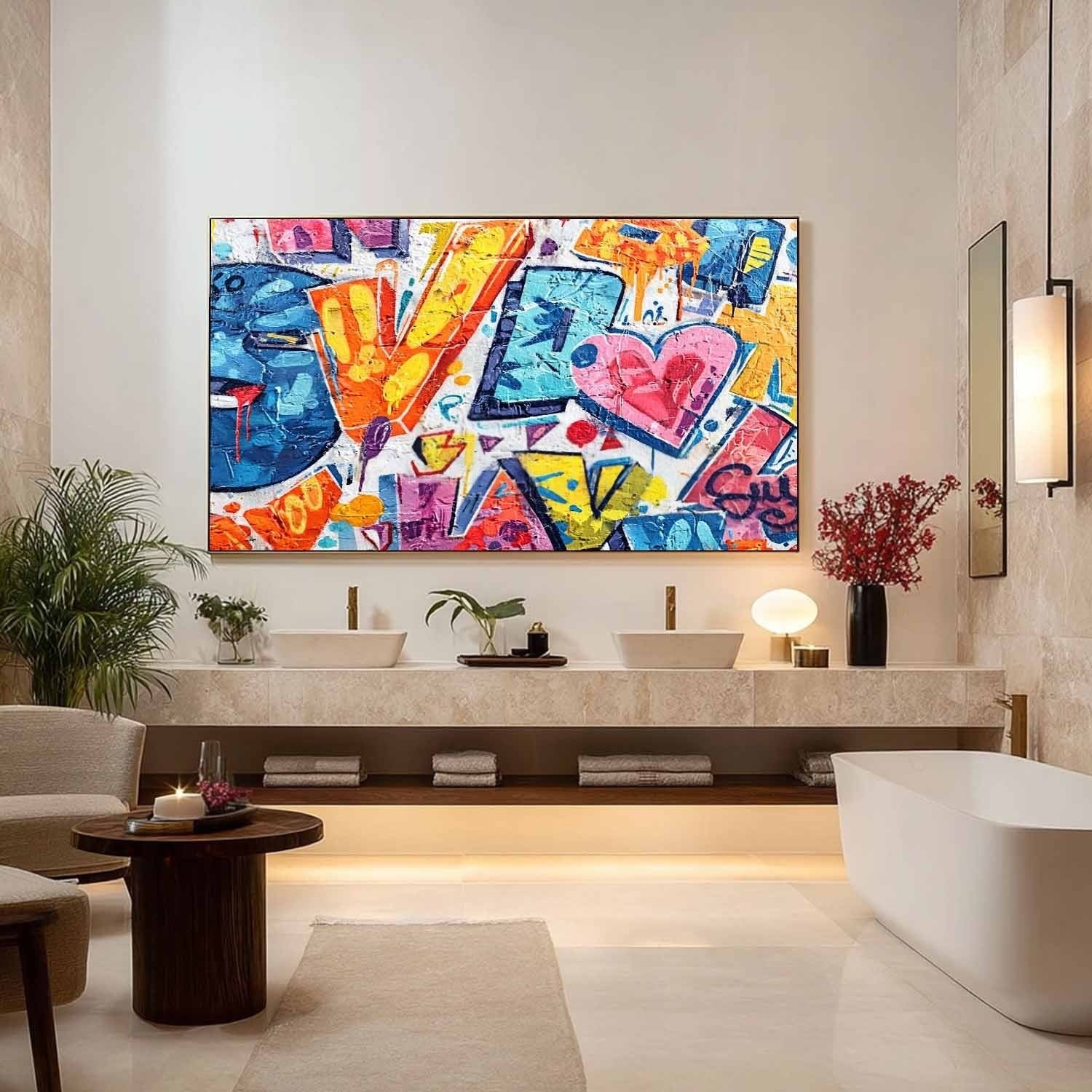 Graffiti Love Pop Art Impasto Painting