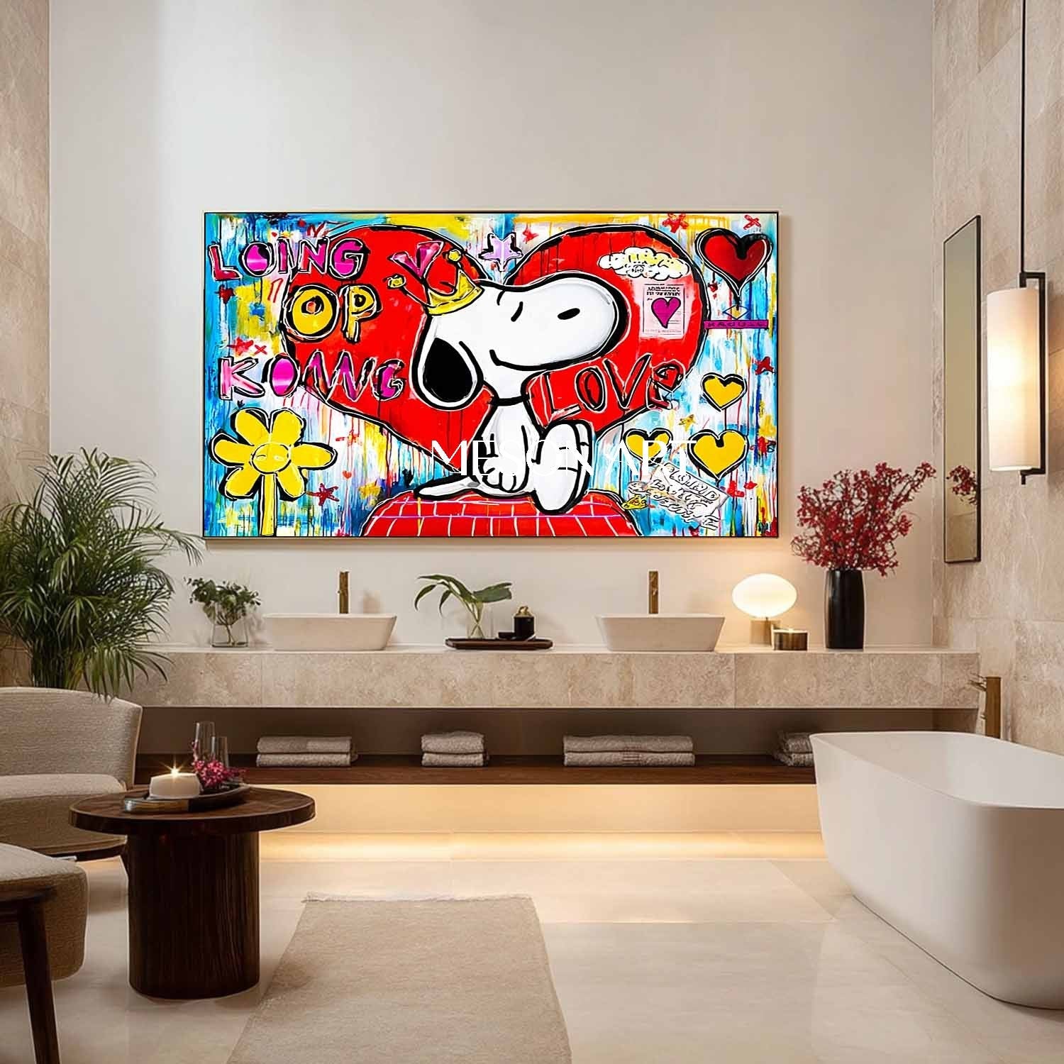 Snoopy King of Hearts Pop Art Impasto Painting
