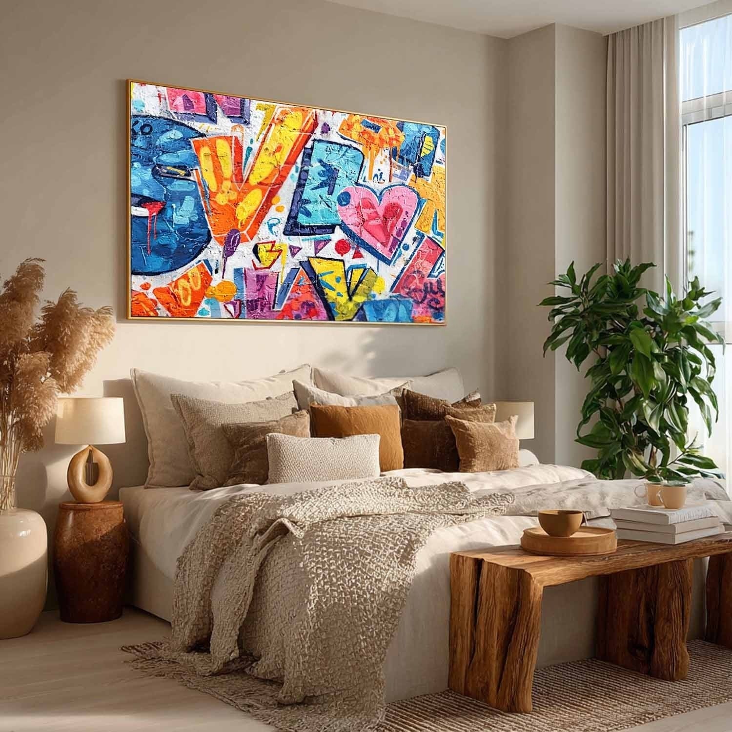 Graffiti Love Pop Art Impasto Painting