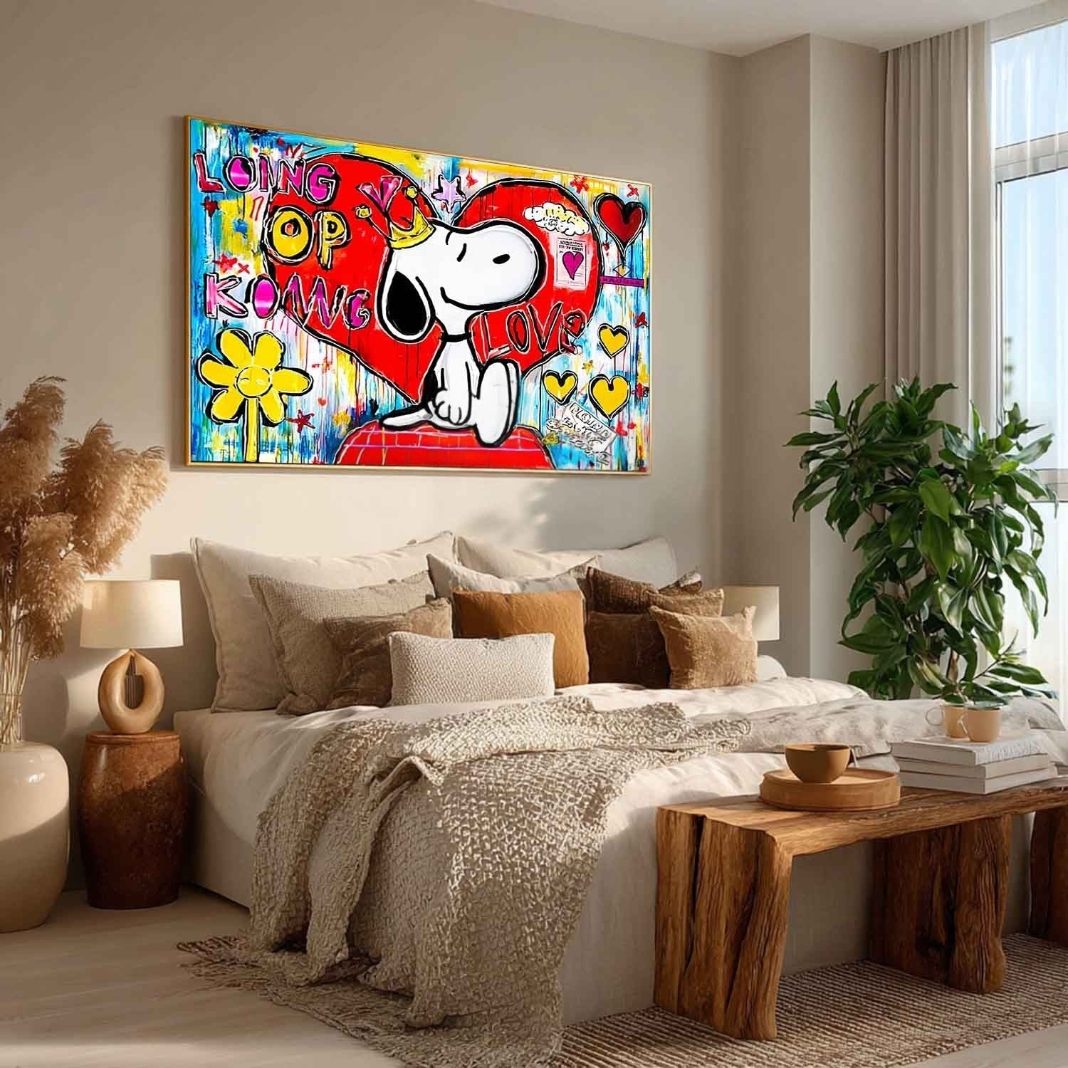 Snoopy King of Hearts Pop Art Impasto Painting