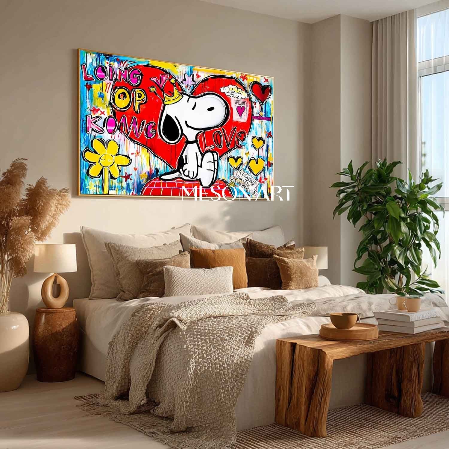 Snoopy King of Hearts Pop Art Impasto Painting