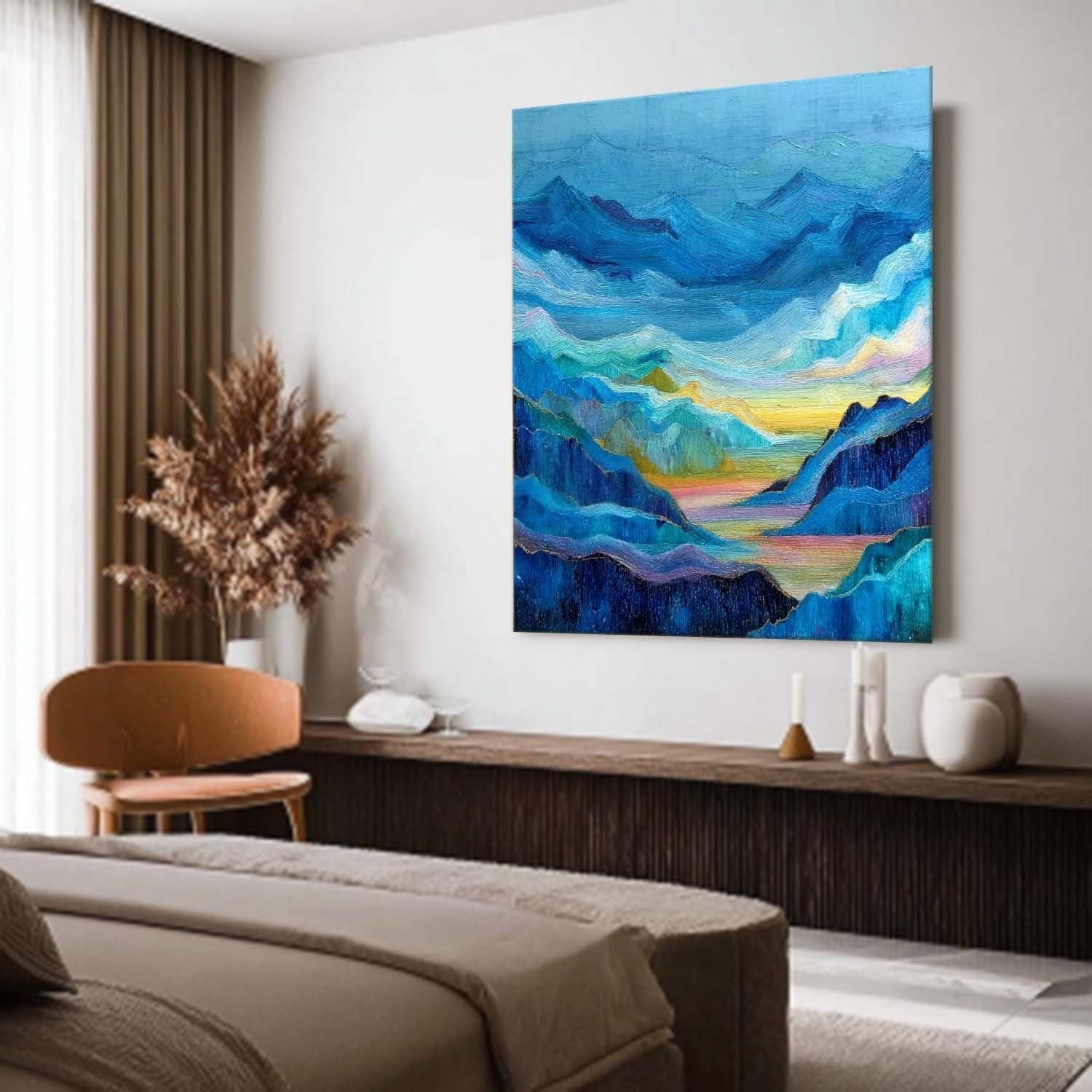 Wall Art Textured Mountain Landscape Oil Painting