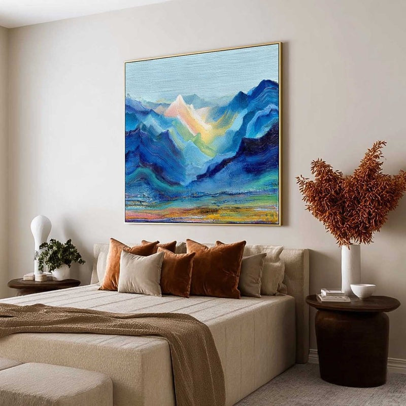 Wall Art Impressionist Abstract Sunlit Mountain