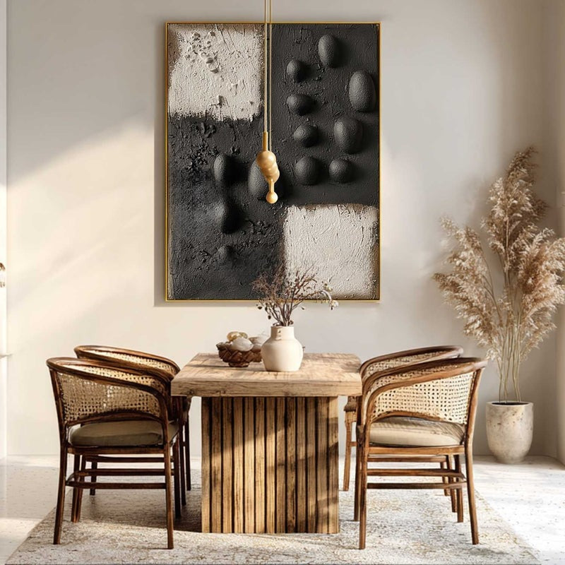 Wall Art Monochrome Block Bas-Relief Abstract Painting