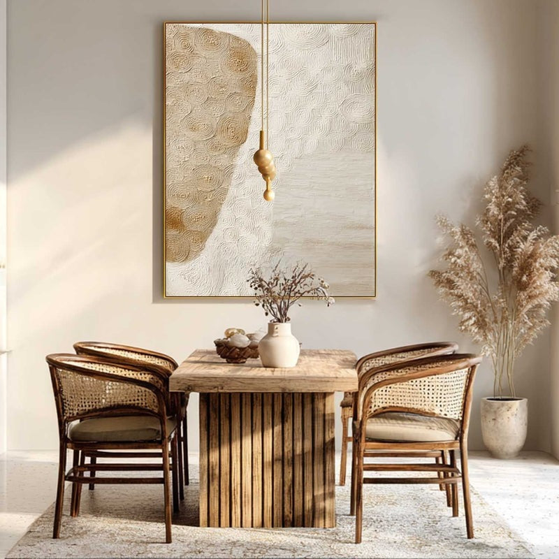 Beige Abstract Organic Textured Painting