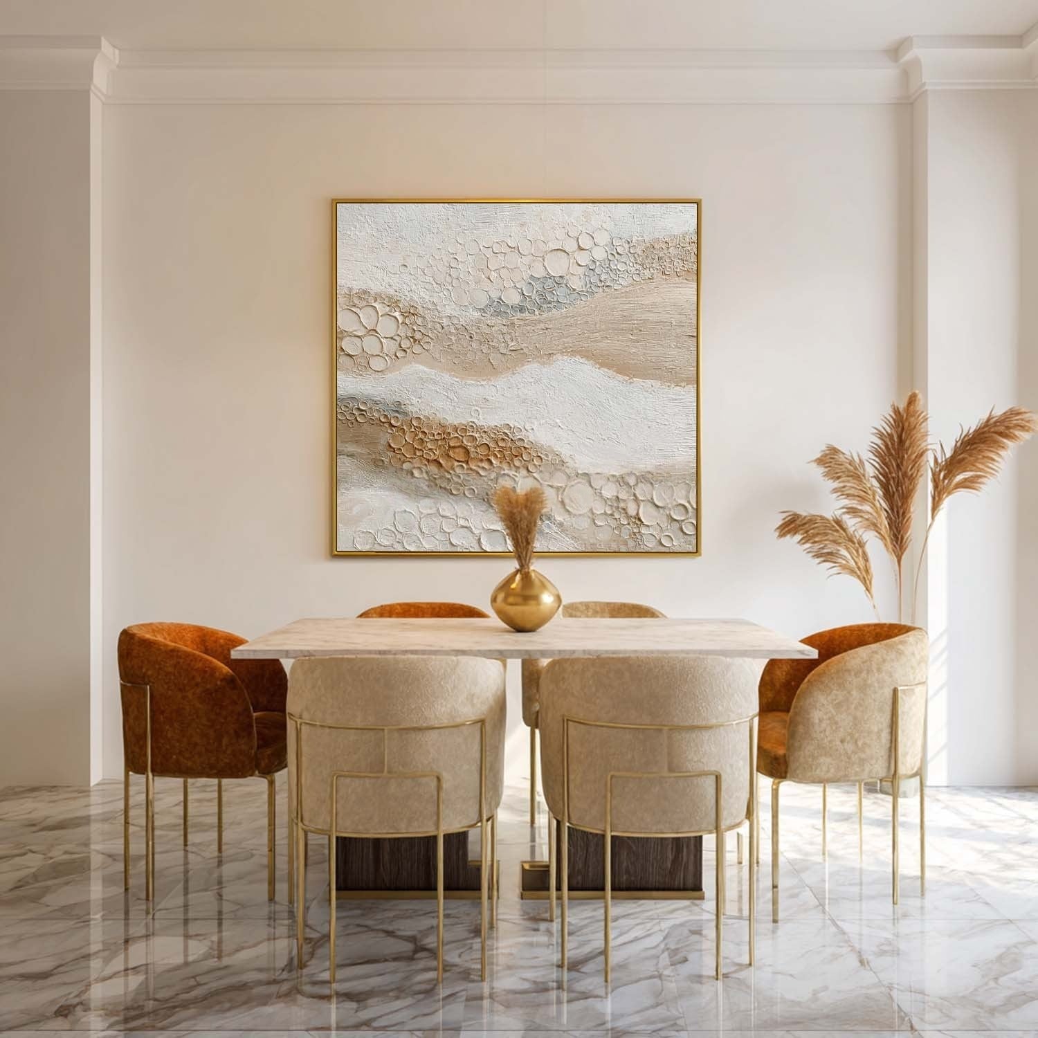Wall Art Neutral Bubble Textured Wave