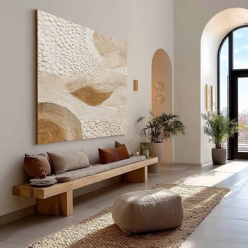 Beige Organic Abstract Textured Painting