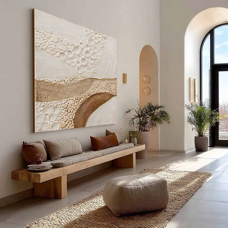 Beige Brown Organic Textured Painting