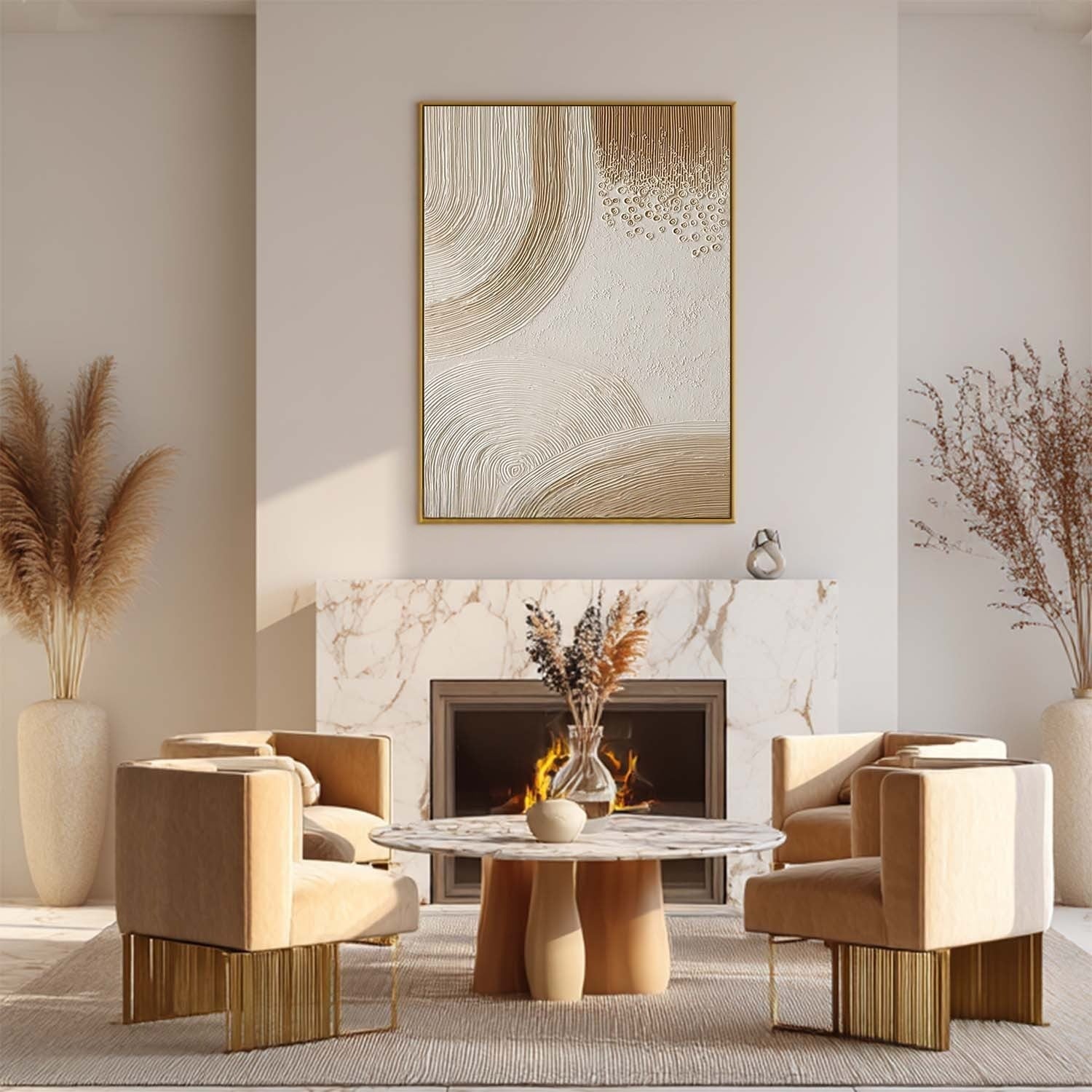 Wall Art Beige Wave Abstract Minimalist