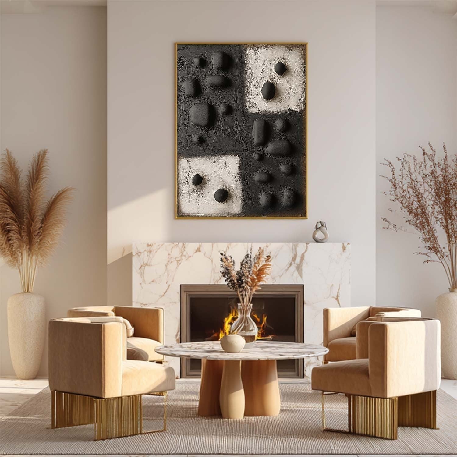 Wall Art Contrast Block Bas-Relief Abstract Painting
