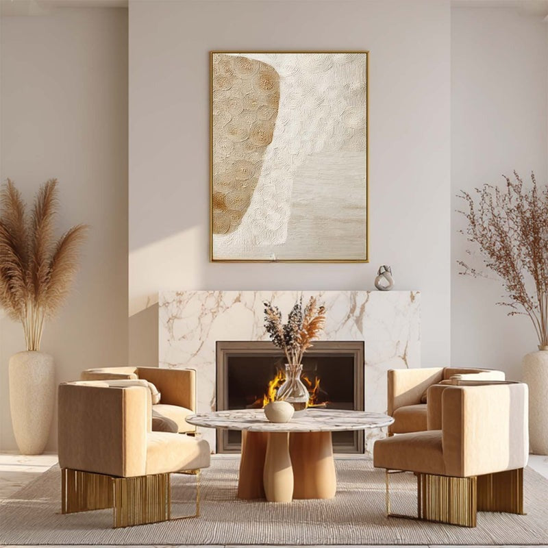 Beige Abstract Organic Textured Painting