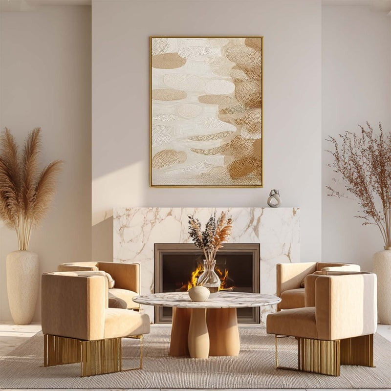 Beige Organic Abstract Textured Painting