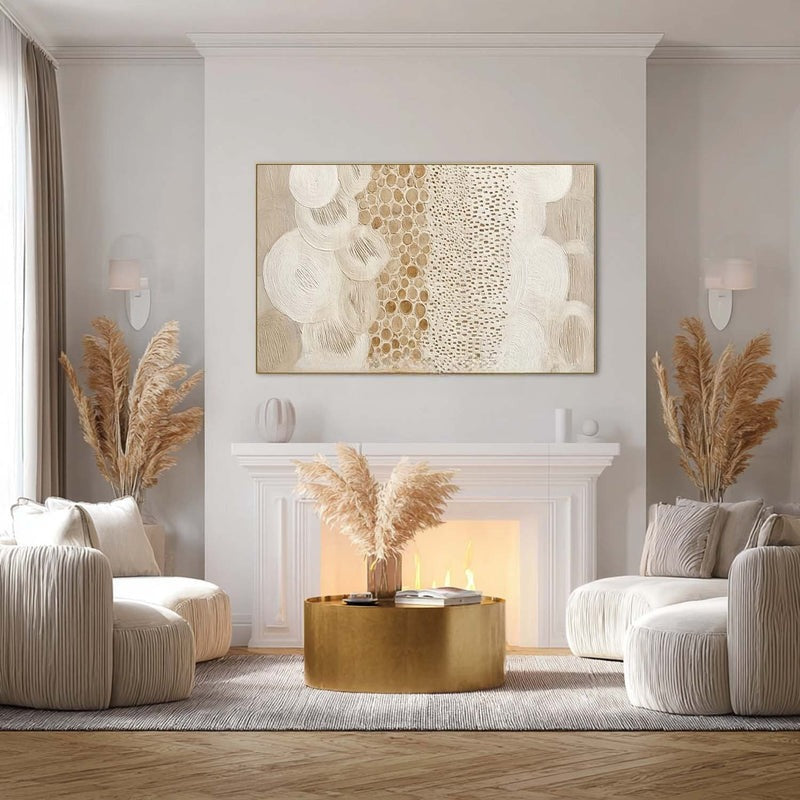 Beige White Organic Abstract Painting