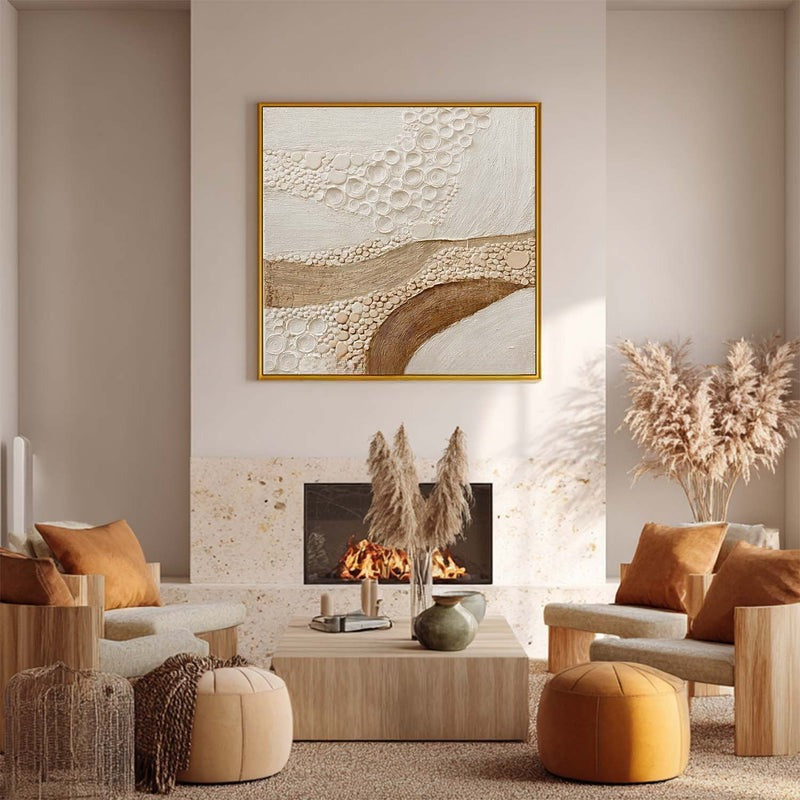 Beige Brown Organic Textured Painting