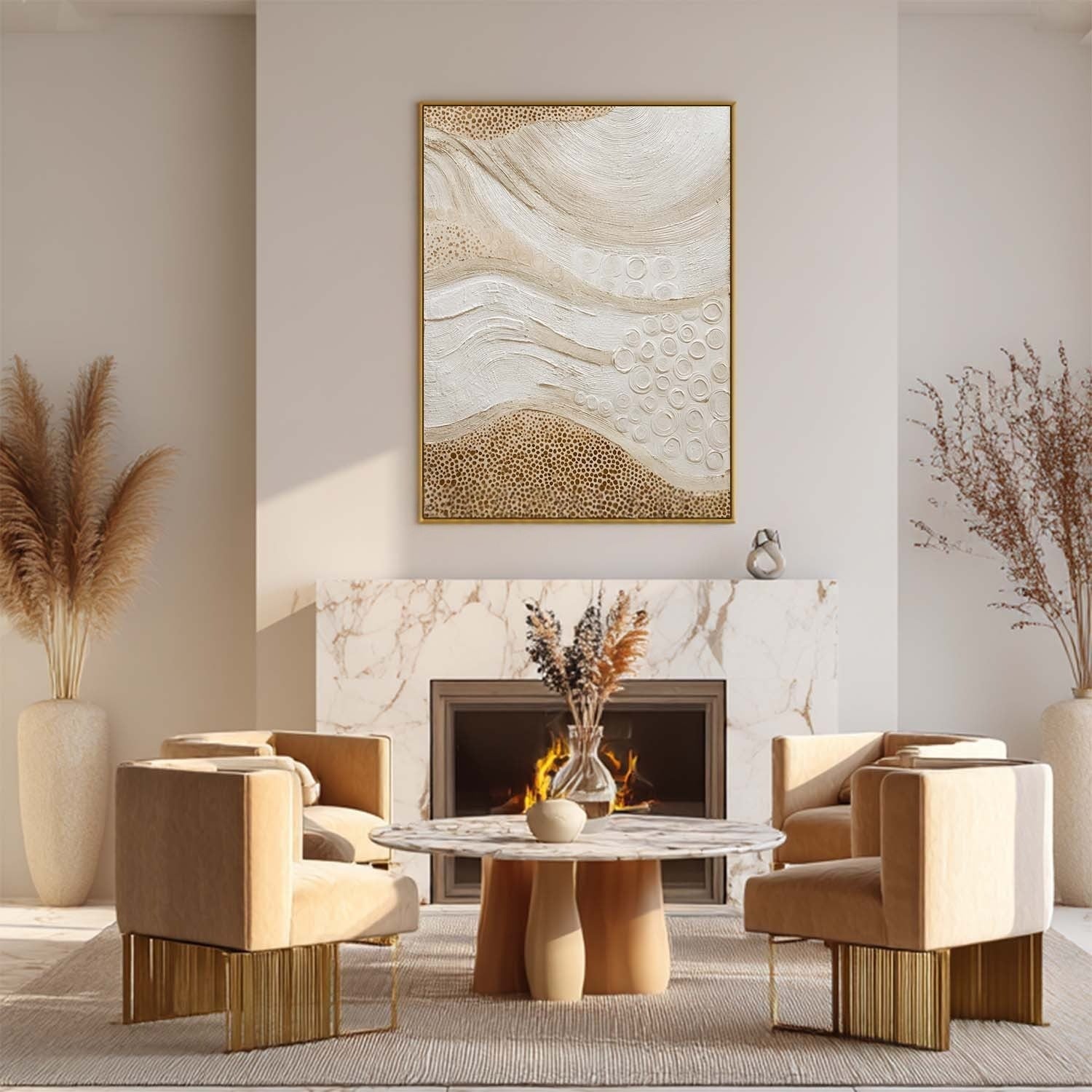 Wall Art Organic Wave Texture Bohemian Painting