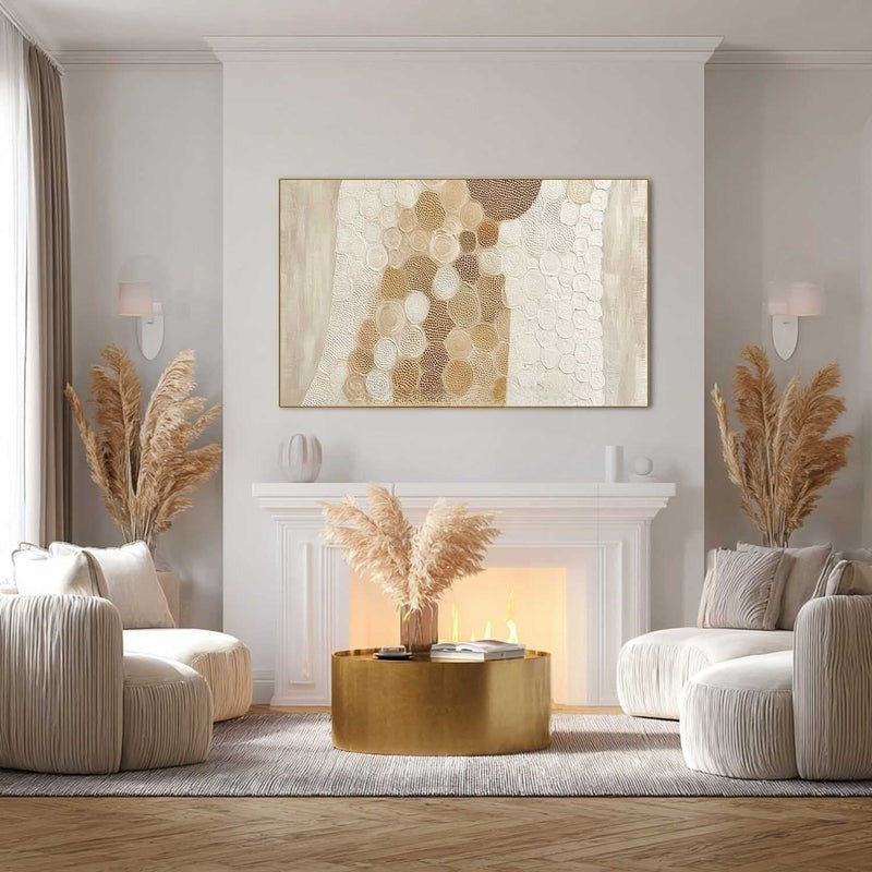 Beige White Organic Abstract Painting