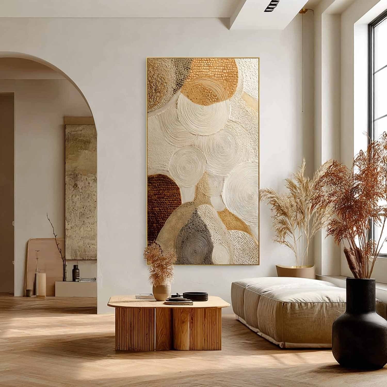 Wall Art Circular Texture Bohemian Painting Warm
