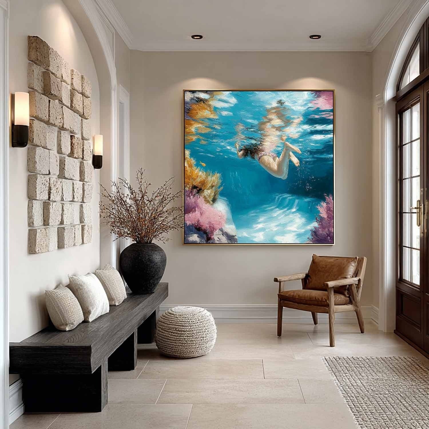 Tropical Underwater Snorkeling Impasto Painting