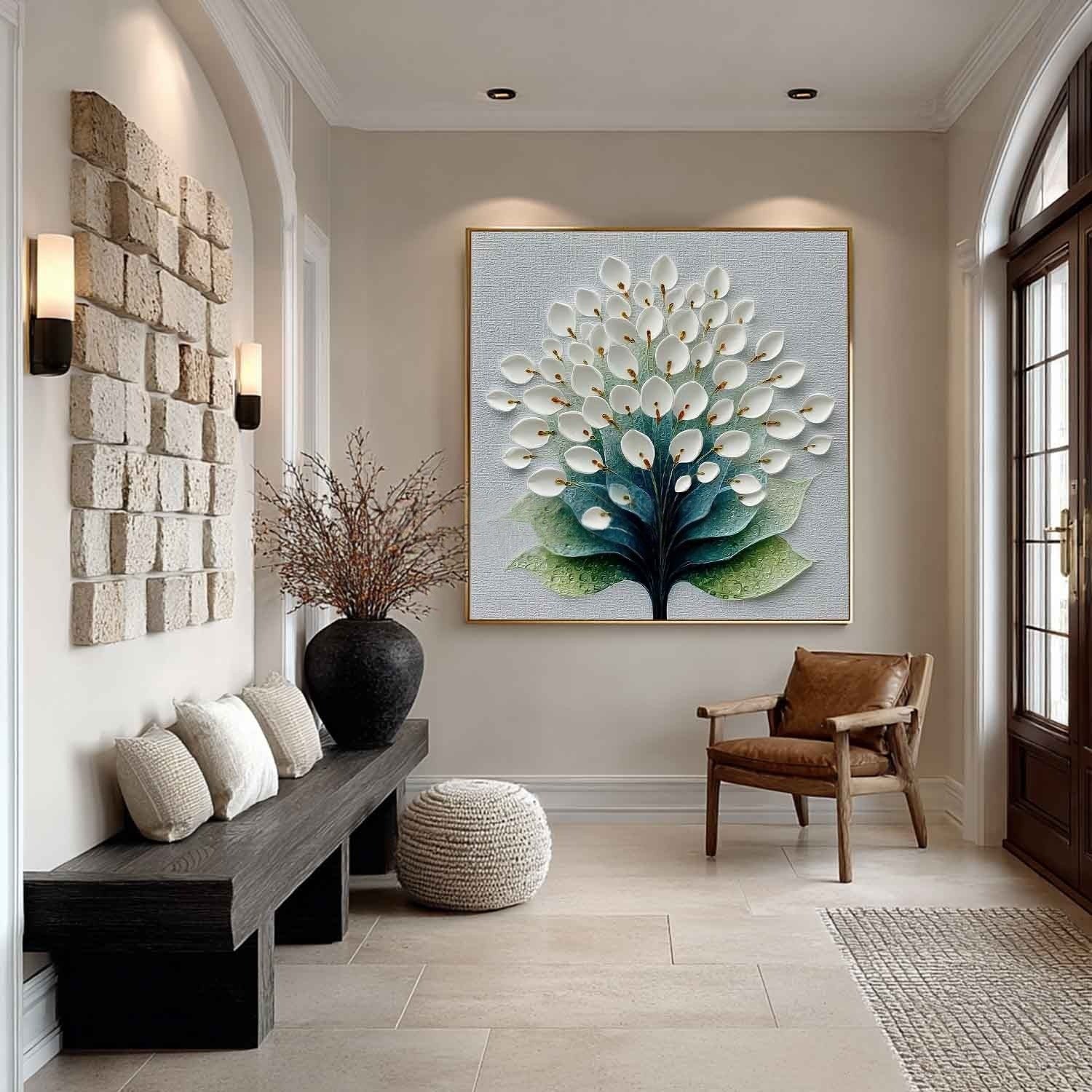 White Calla Lily Tree 3D Textured Painting