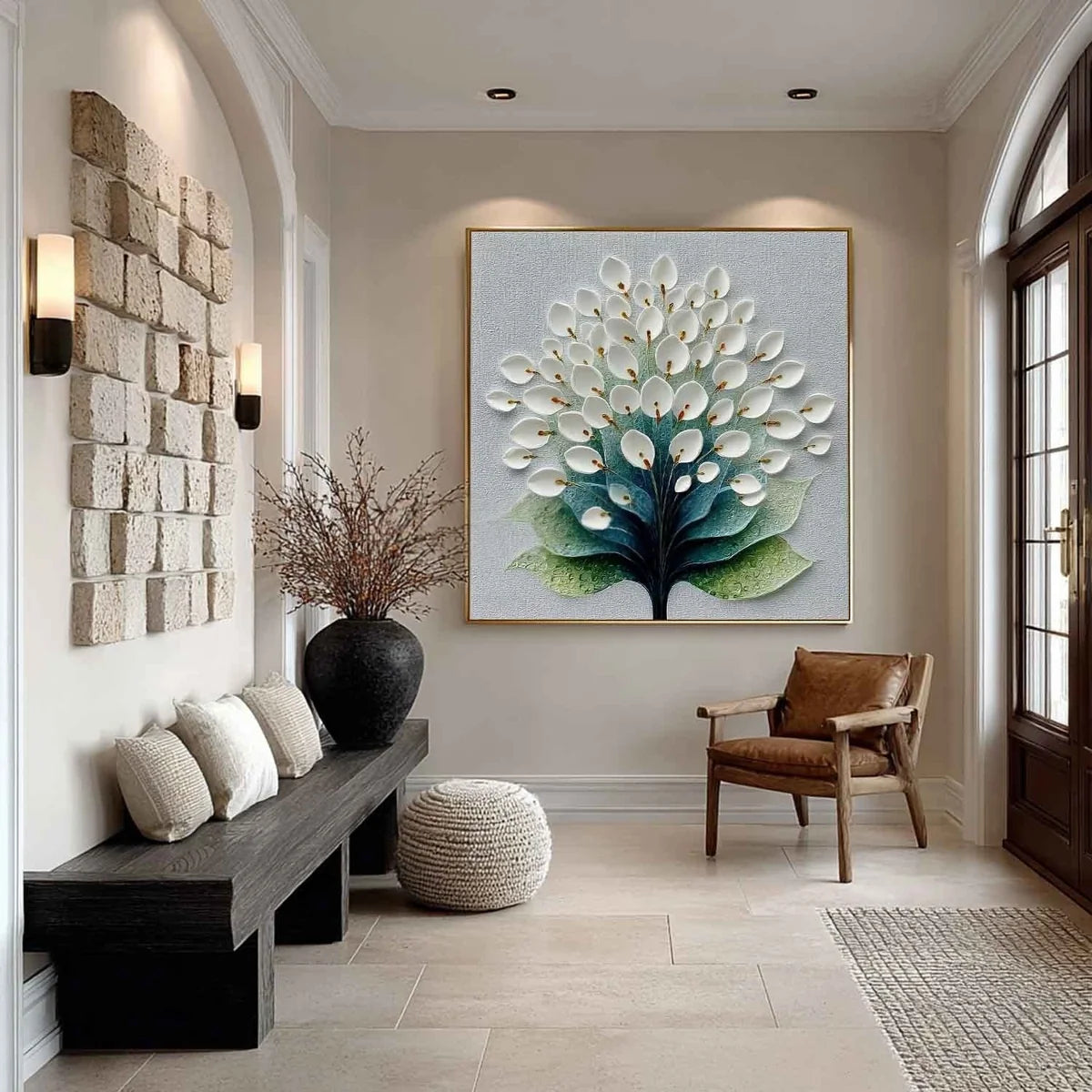 White Calla Lily Tree 3D Textured Painting