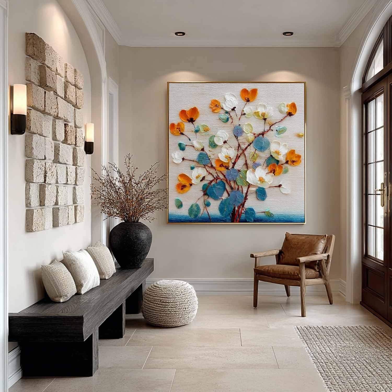 Autumn Blossom Impasto Painting