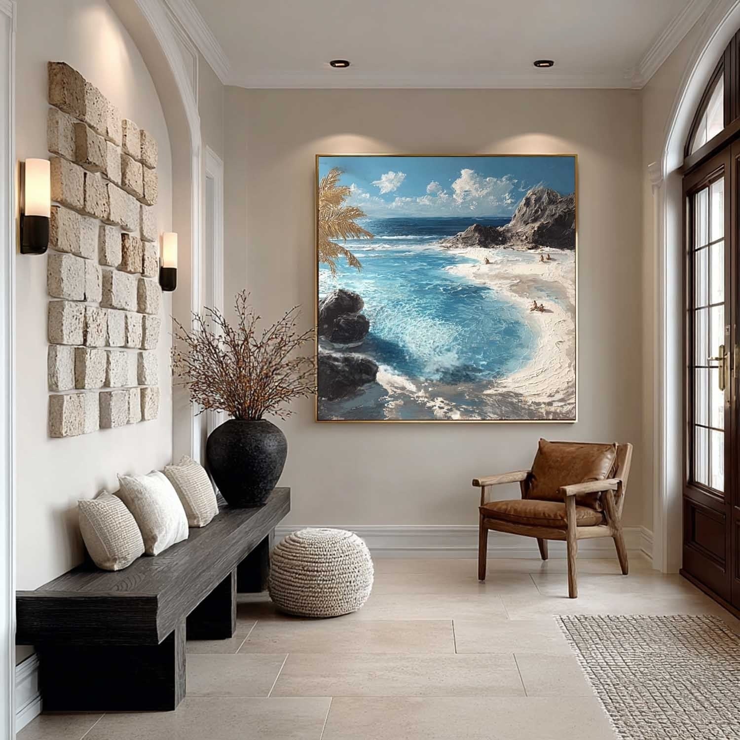 Tropical Secluded Cove Impasto Painting