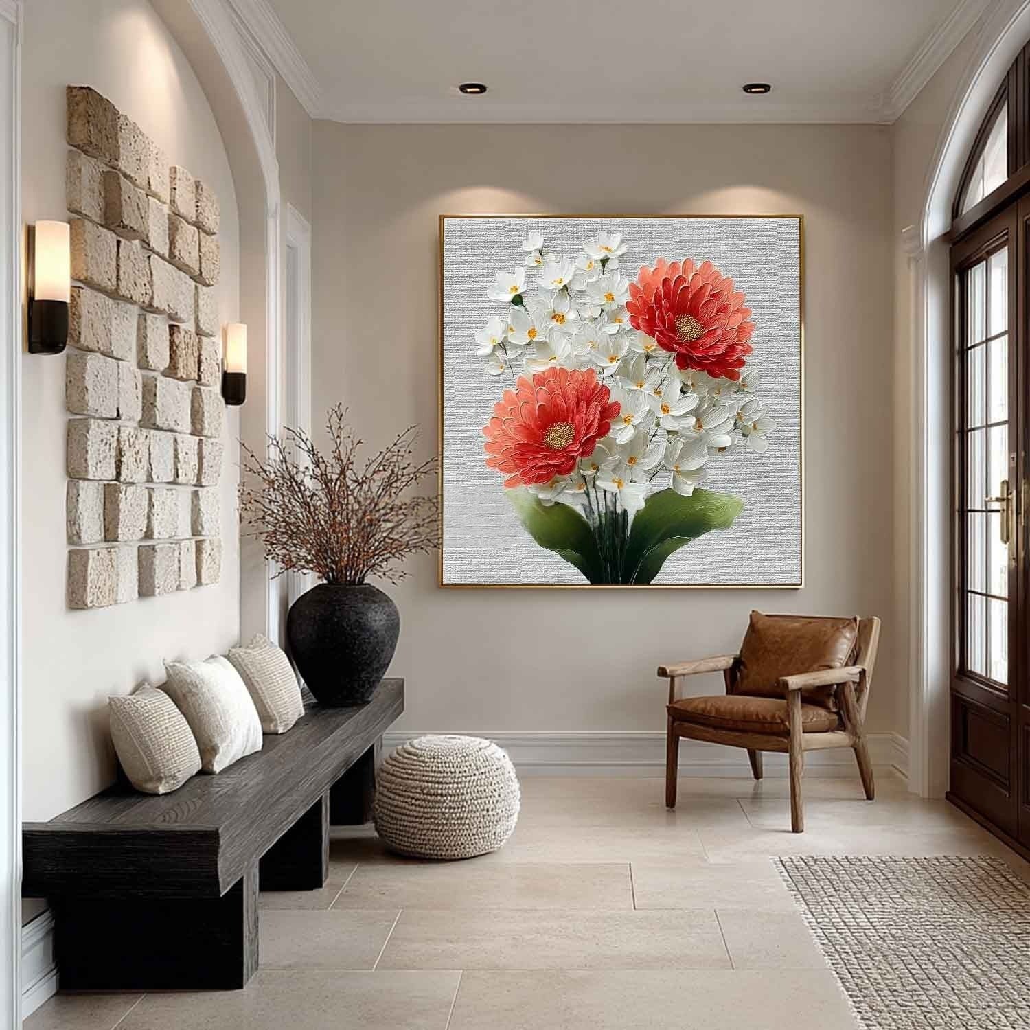 Daisy Bouquet 3D Textured Painting