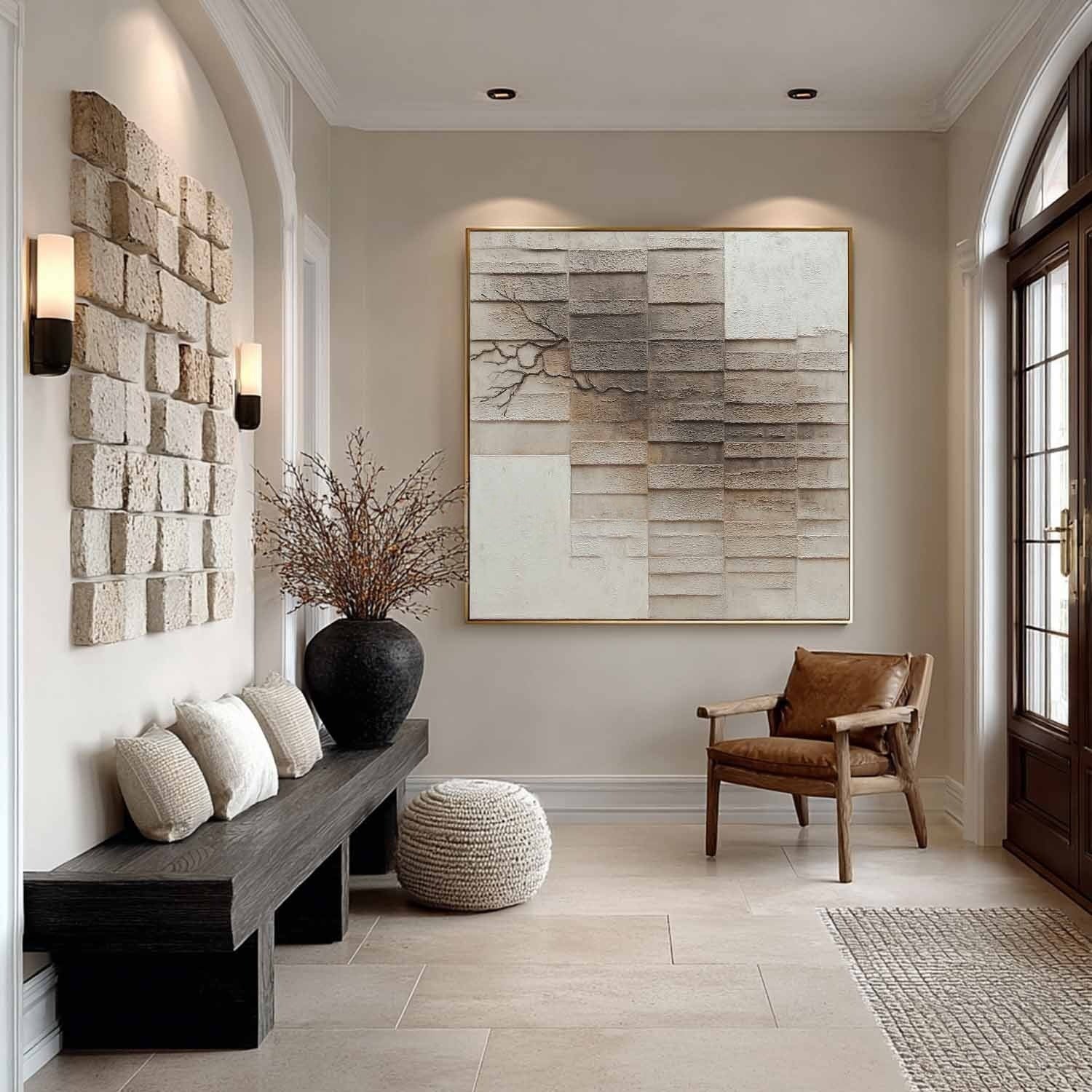 Wall Art Wabi-Sabi Textured Panel Tree Branch