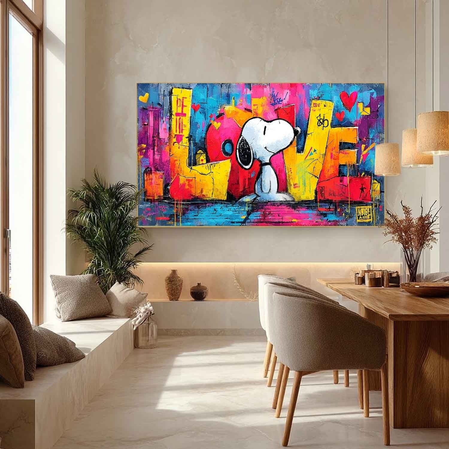 Snoopy Love Graffiti Pop Art Impasto Painting