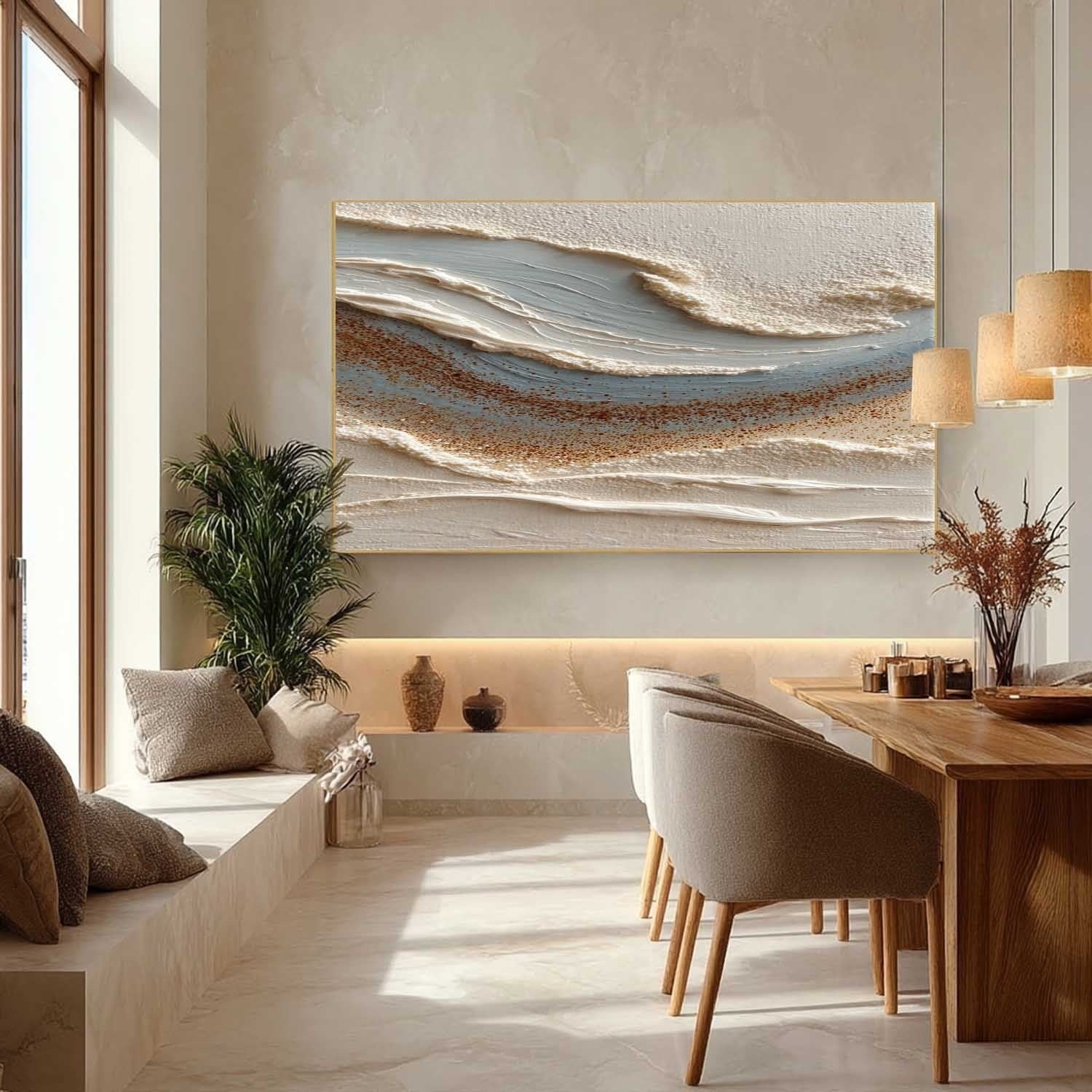 Wall Art Abstract Coastal Sand Wave Beige