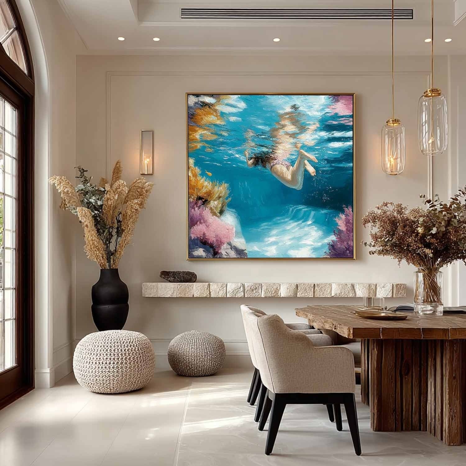 Tropical Underwater Snorkeling Impasto Painting