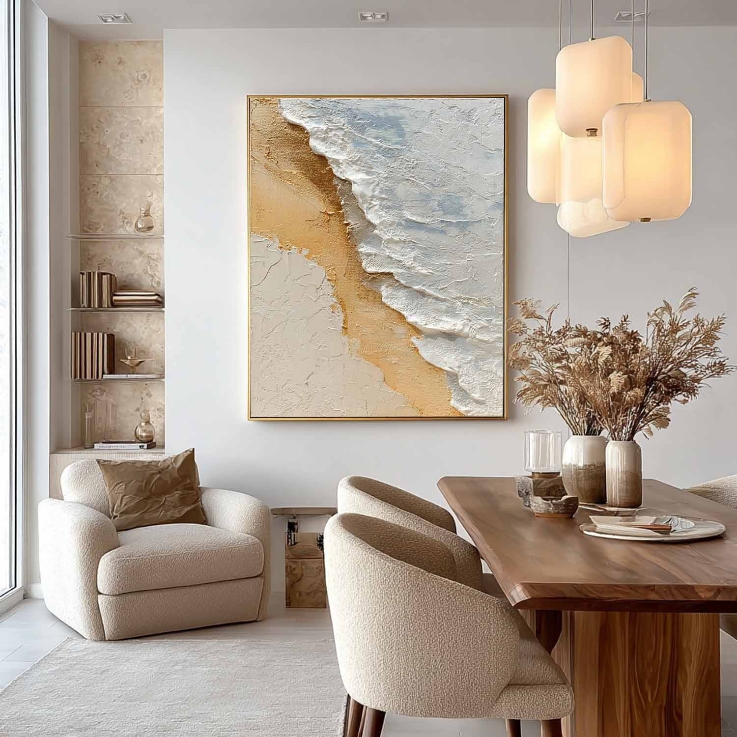 Aerial Beach Shoreline Impasto Painting