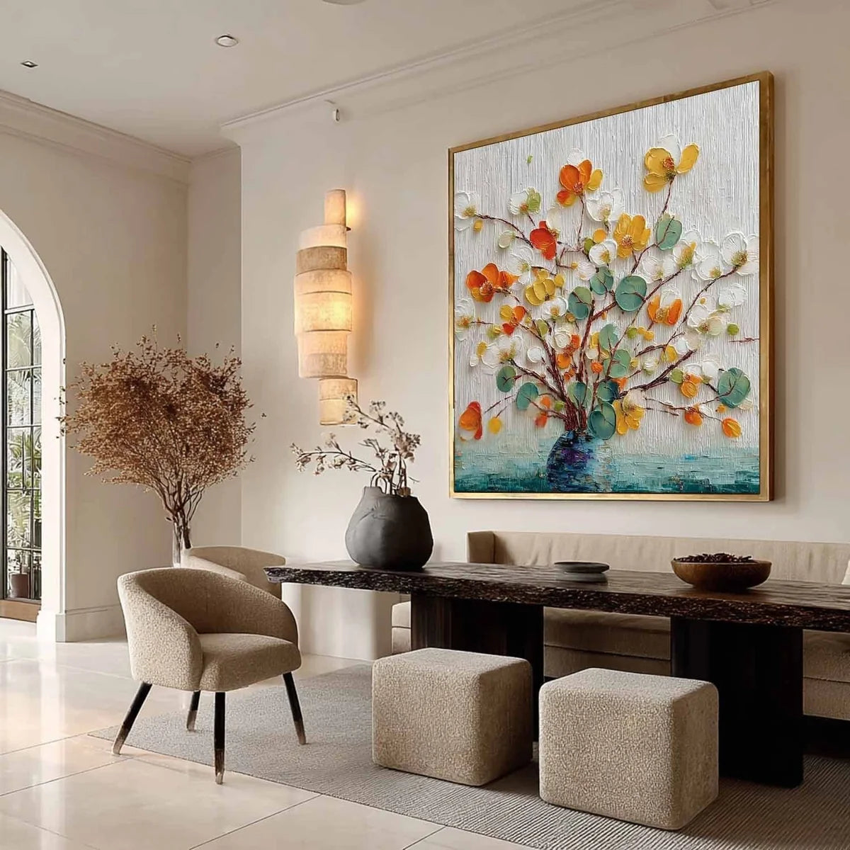 Autumn Blossom in Vase 3D Impasto Painting