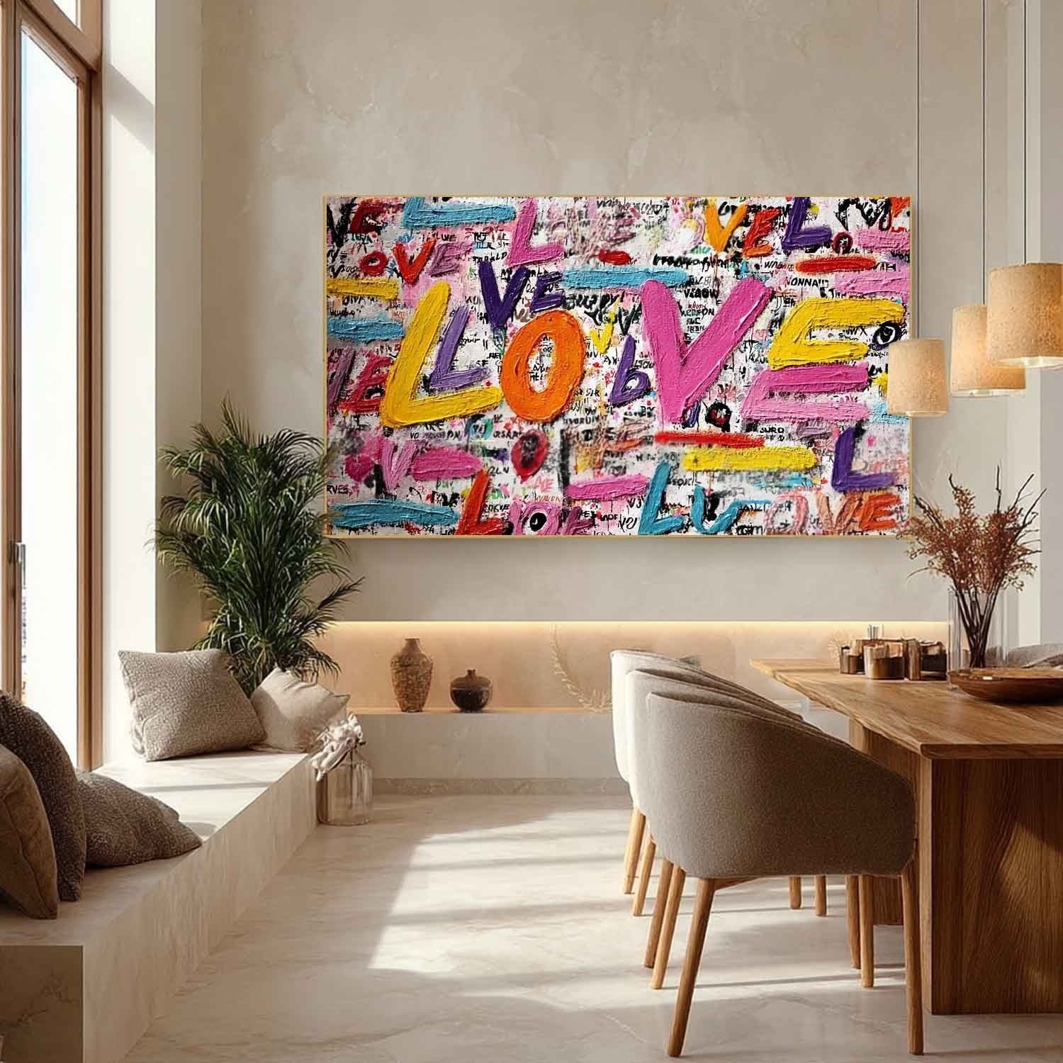 Graffiti Style Love Pop Art Impasto Painting
