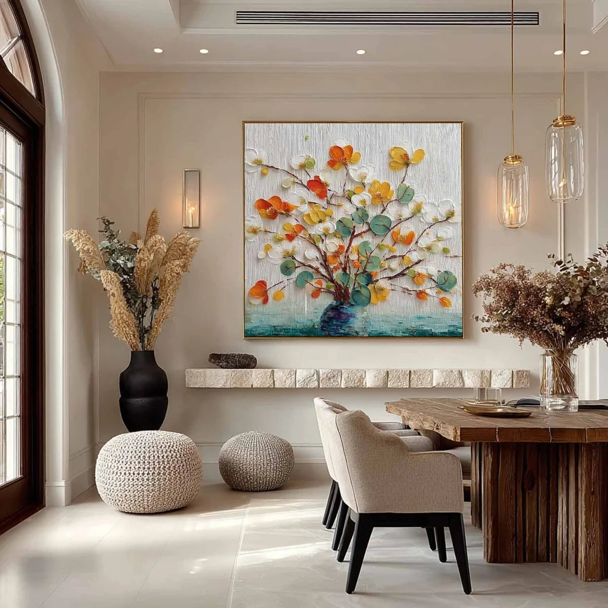 Autumn Blossom in Vase 3D Impasto Painting