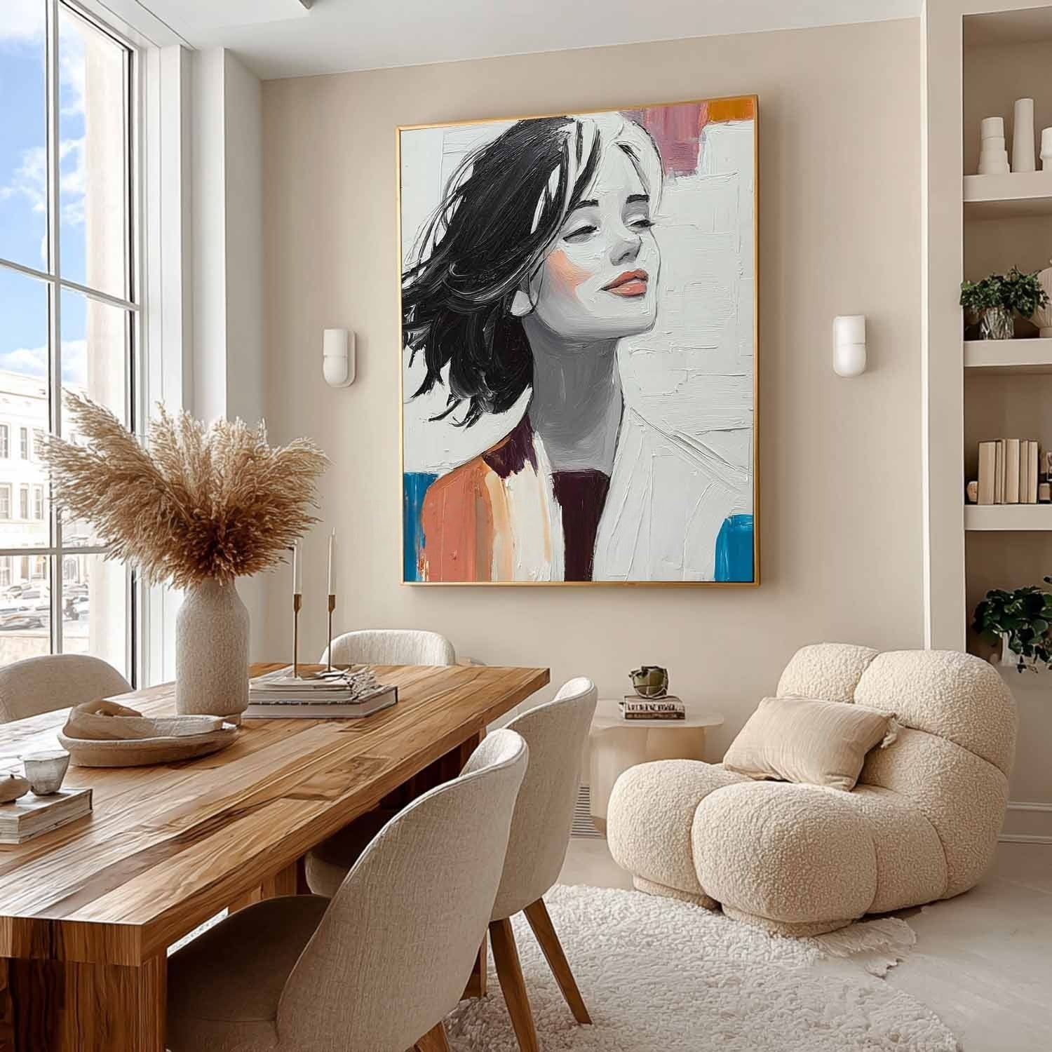 Serene Woman Portrait 3D Impasto Painting