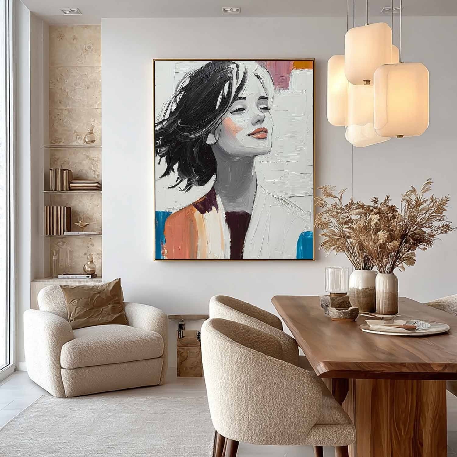 Serene Woman Portrait 3D Impasto Painting