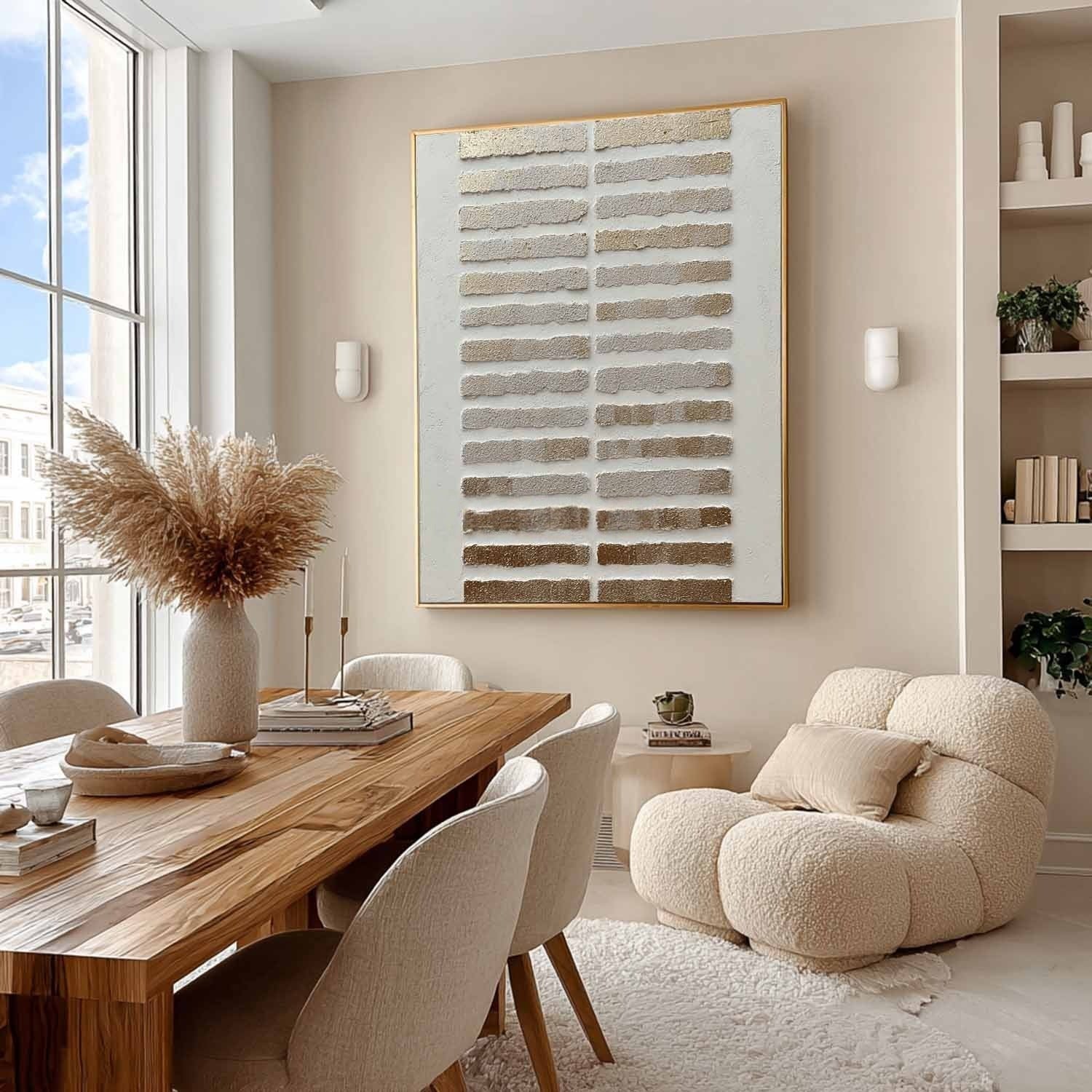 Wall Art Minimalist Horizontal Stripe Gold