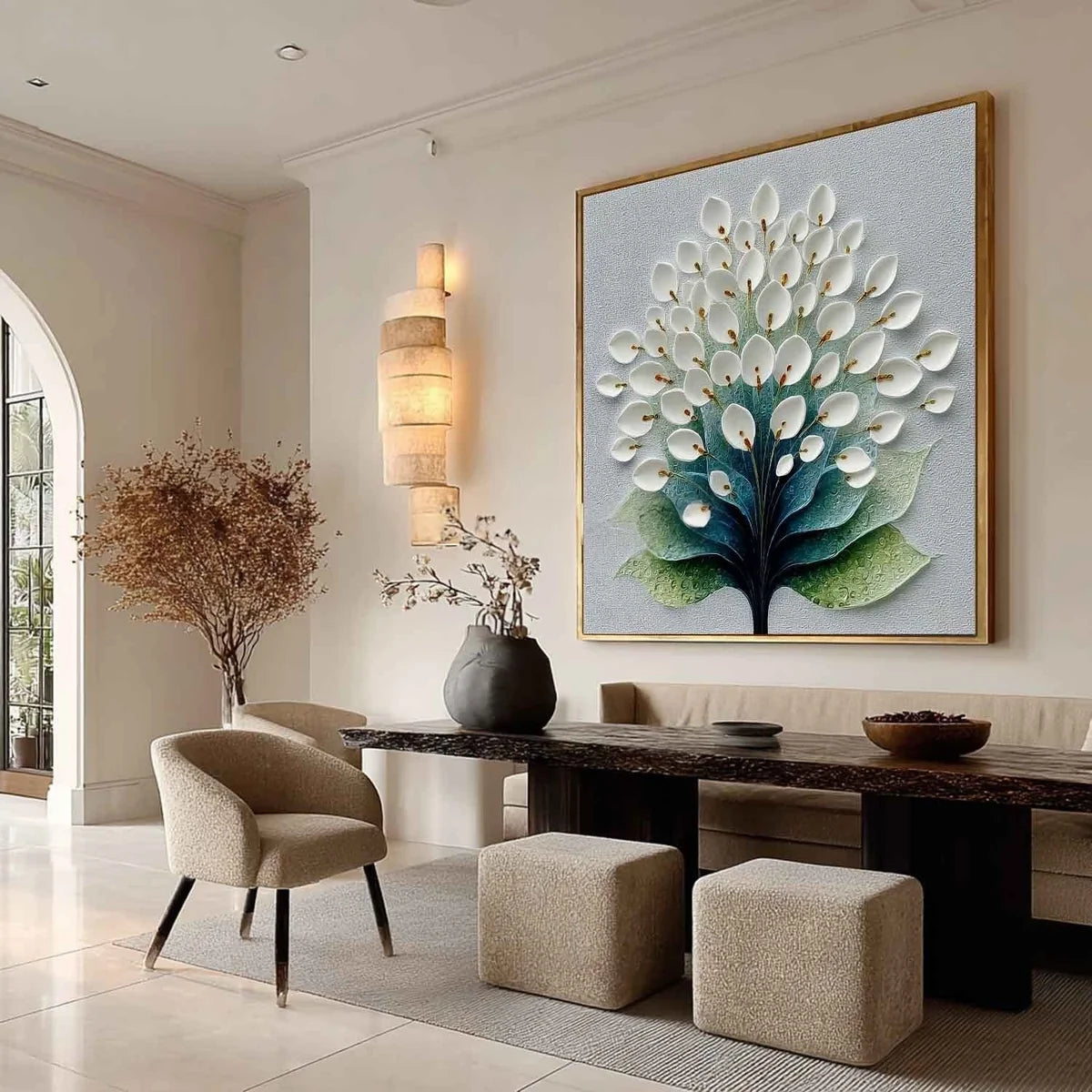 White Calla Lily Tree 3D Textured Painting