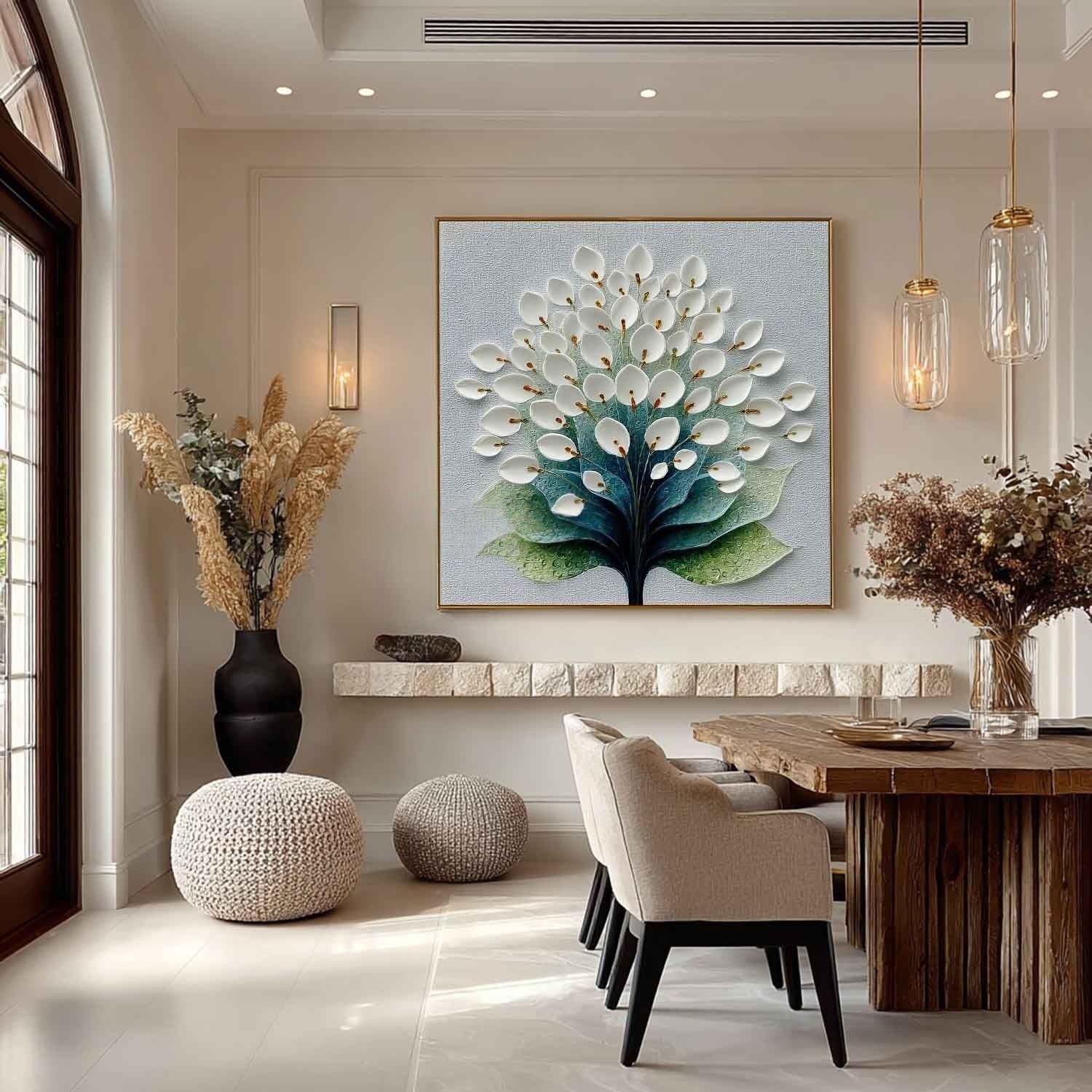White Calla Lily Tree 3D Textured Painting