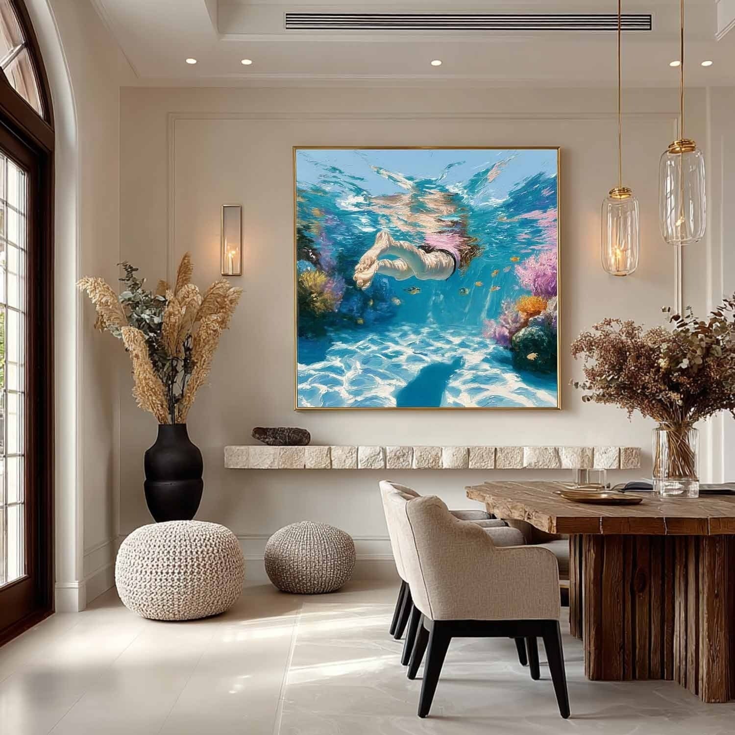 Wall Art Underwater Swimmer Coral Reef
