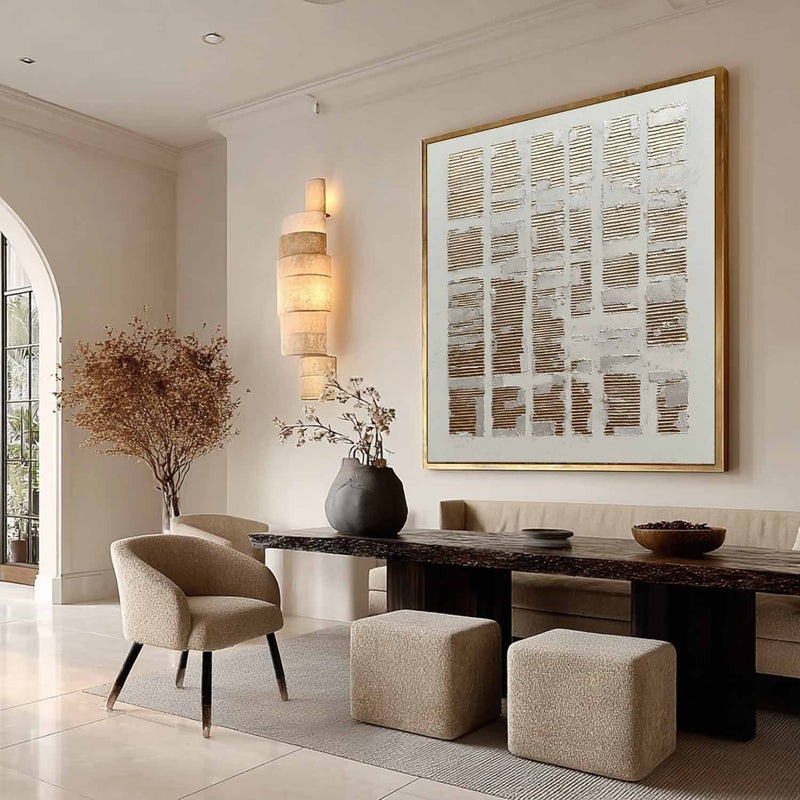 Wall Art Grid Pattern Gold Silver Leaf