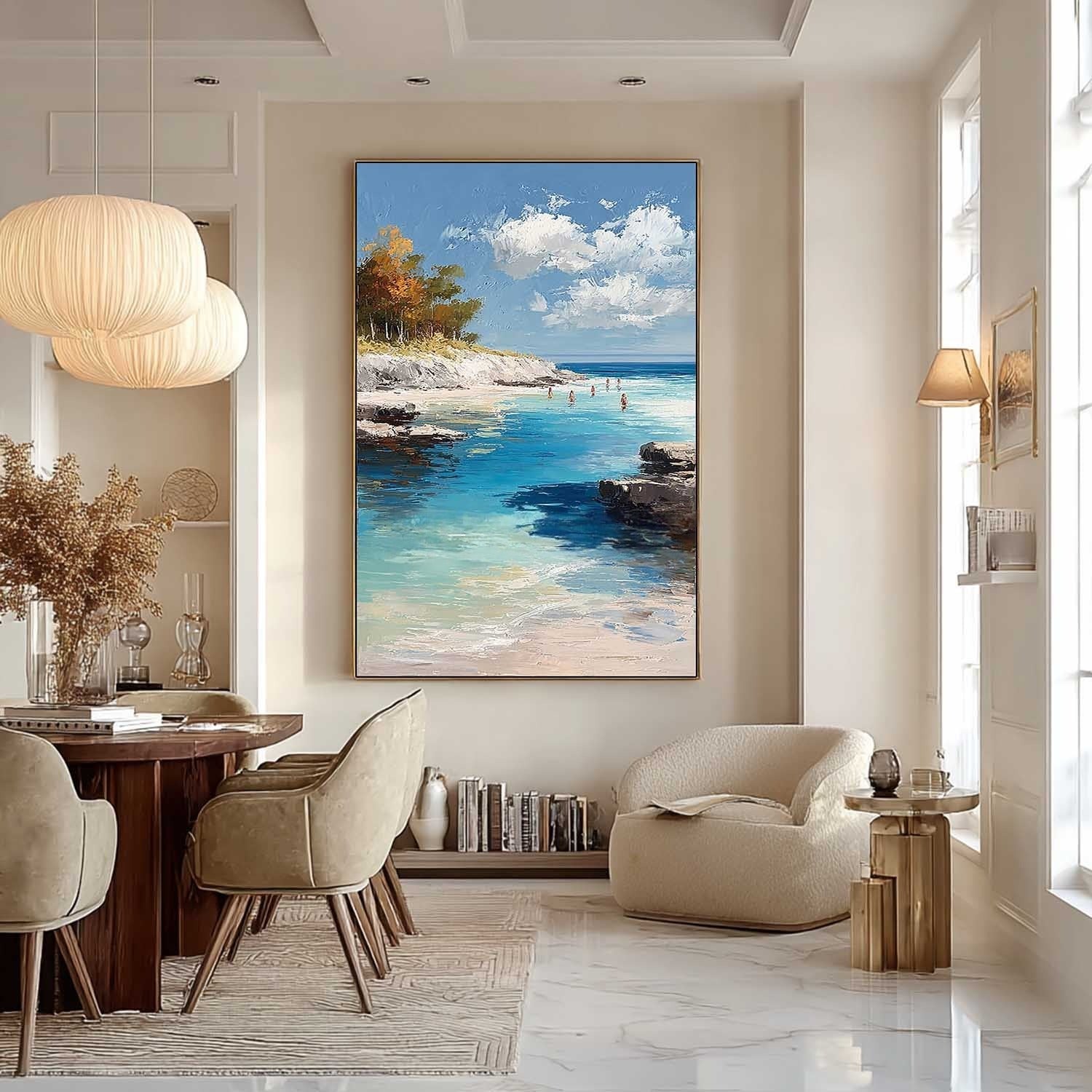 Cliffside Cove Impasto Painting