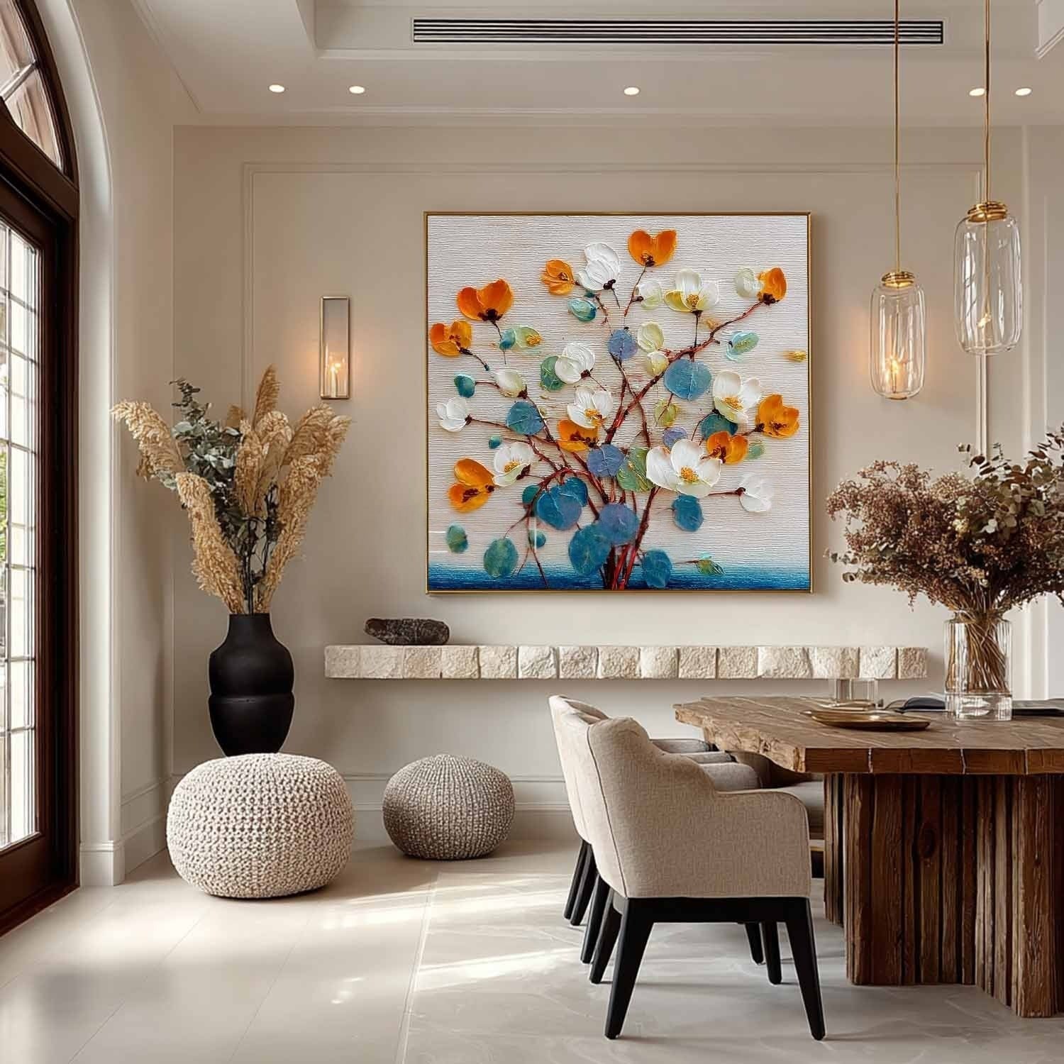 Autumn Blossom Impasto Painting