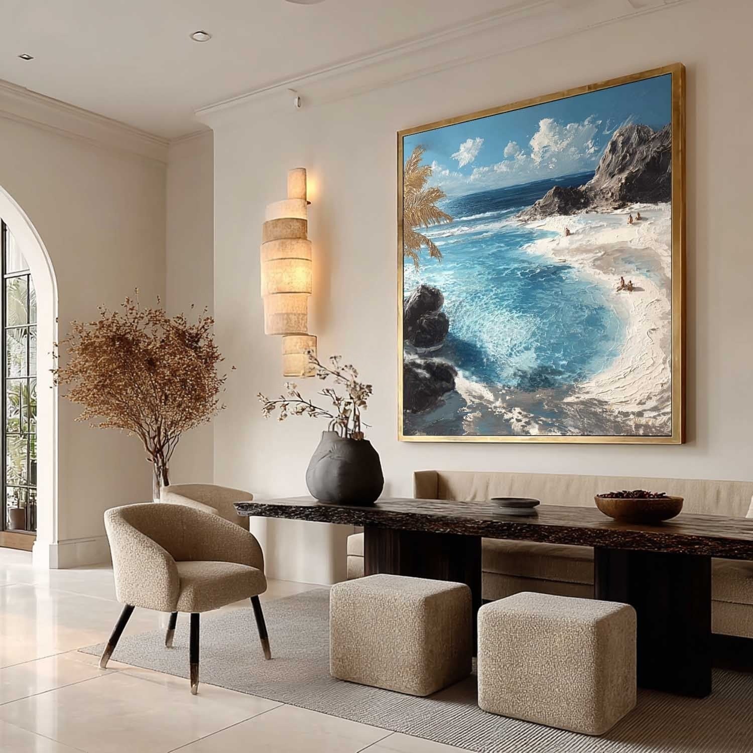 Tropical Secluded Cove Impasto Painting
